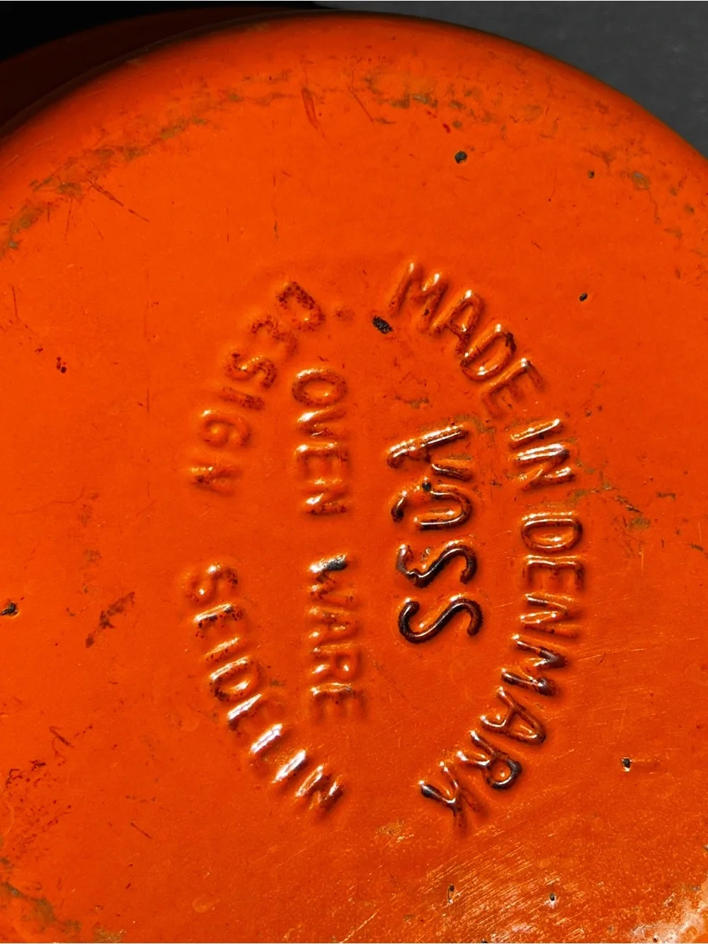 Vintage Voss Orange Casserole Dish & Lid Oven Ware Dutch Oven Cast Iron 9”